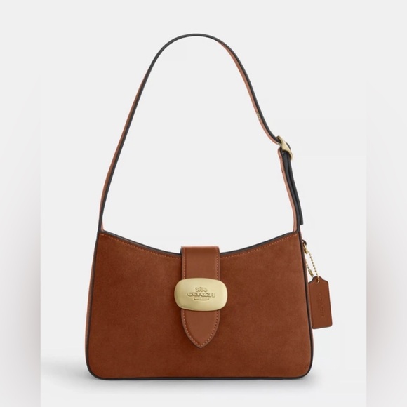 Coach Eliza Shoulder Bag Tan Leather Suede - Picture 2 of 15